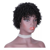 Peruca De Cabelo Humano Curto Tipo Preto Cacho Áfro