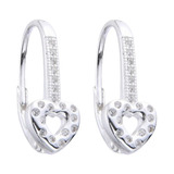 Aros Colgantes Plata 925 Diseño Corazón Cubic Cristal 