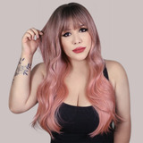 Lacy Wig Rosa Ondulada Lf Cabelos Modelo Leticia Com Franja