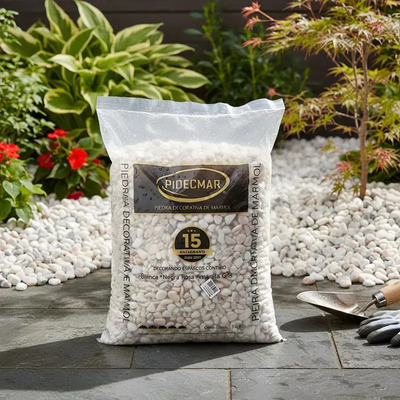 Piedras De Mármol Triturada Blanco 10kg Para Jardín Macetas 1\u002F2in Granulometría Máxima 2 Cm Granulometría Mínima 1 Cm | Envío gratis