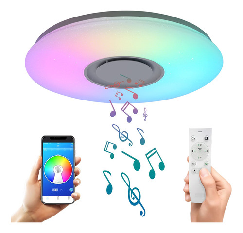 Asall Lampara Led De Techo Con Musica Y Altavoz Bluetooth, C