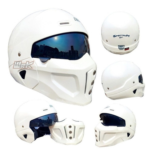 Casco Moto Kov Spectrum Blanco Modular Retro Dot Choppe Ktm