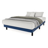 Base Cama Box Urban Queen Size Lino Azul