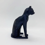 Estatueta Gato Preto 3d - 15cm Altura