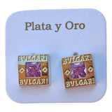 Aros Bulgary Cuadrados Grandes Plata925 Y Duble