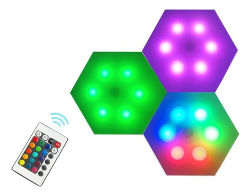  Luz De Pared Hexagonal 3 Panel Modular Tactil Gamer Control