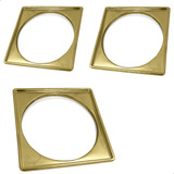 3 Caixilho Dourado Inox 15cm Porta Grelha Suporte Ralo Kit