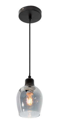 Lámpara Colgante Moderna Negro Vidrio Ahumado 40w E27 1 Luz