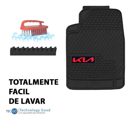 Funda Cubre Piso 3 Piezas Negro Tipo Kia Logo Nuevo Foto 5