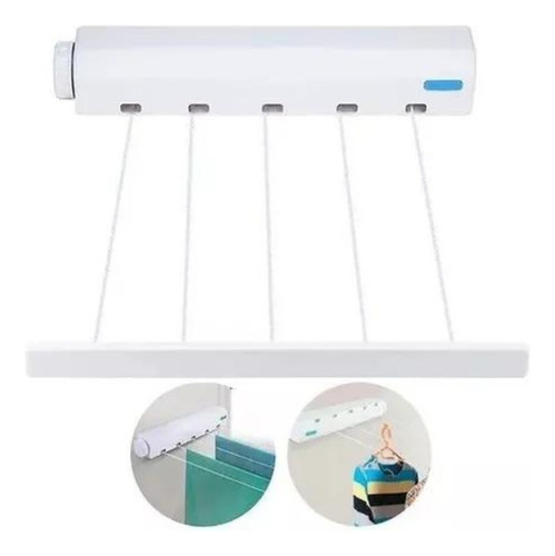 Tendedero Extensible Retráctil Para Ropa 4 Cuerdas De Pared