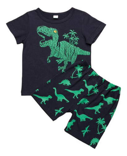 Conjunto De Ropa Corta Con Estampado Suave De Dinosaurios Pa