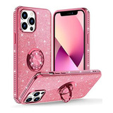 Funda Para iPhone 13 Pro-6.1 -anillo-brillo Diamante-rosa