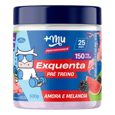 Pré-Treino Exquenta +Mu Sabor Amora e Melancia 500g Vegano e Sem Glúten | Frete grátis
