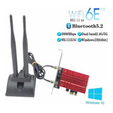 Tarjeta Pci-e Wifi Ax210 6e 3000 Mbps Bt 5.2 Antena Exterior