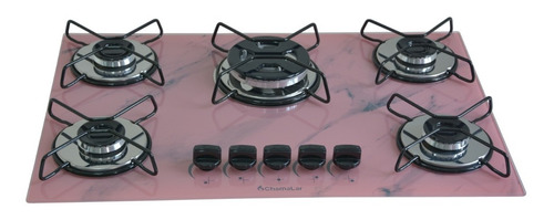 Fogão Cooktop Classic 5 Bocas Tripla Chama Marmorizado Rosa