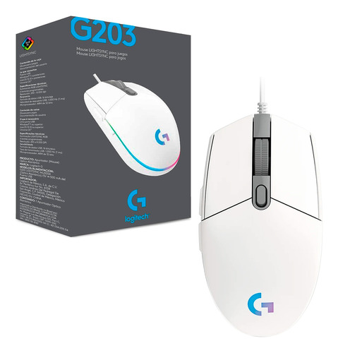 Mouse Gamer Usb Optico Logitech G203 Lightsync 200-8000dpi