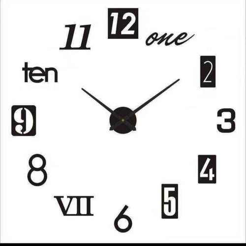 Reloj  De Pared 3d Mini De 50 X 50 Cm Color Negro 