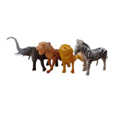 Set X 4 Animales Juguetes León Leopardo Cebra Elefante 