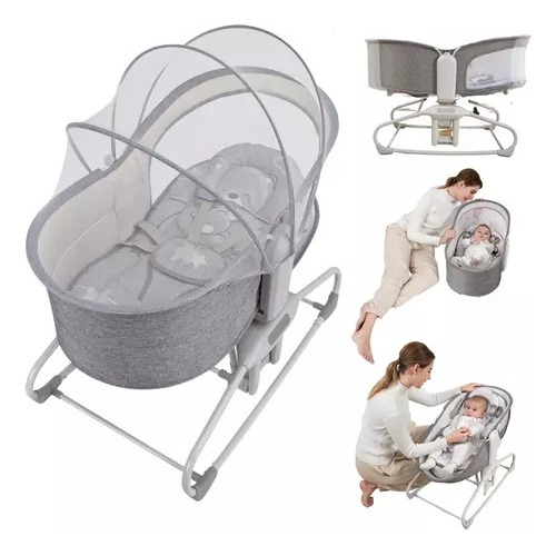 Cadeira Moisés Giratória 360° Automática Bebê Mastela Cinza