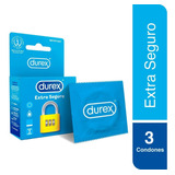 Durex Extra Seguro Cj 3 Condones De Látex Lubricados