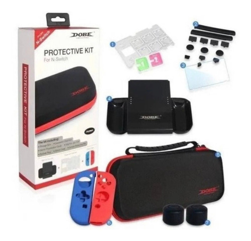 Kit Protector Nintendo Switch Bolso Lámina Grip Case Joy Con