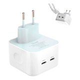 Carregador Fonte Para iPhone Turbo Usb Tipo-c 2 Saídas 35w