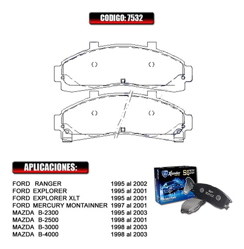 Pastilla Freno Delantera Ford Explorer Ranger 1999-2000 7532 Foto 2