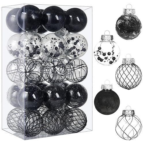 30 Bolas Para Arbol De Navidad Elegantes 60mm - Negro