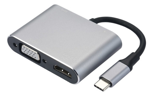 4 En 1 Hub Tipo-c A Hd Vga Adaptador Usb Tipo-c Multipuerto