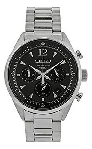 Reloj De Ra - Reloj Seiko Cronógrafo Con Esfera Negra Para H