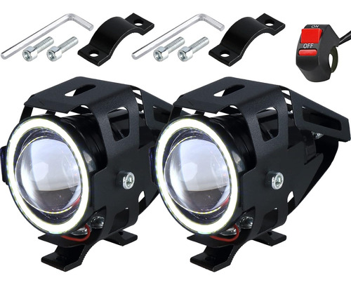 Par Faros Auxiliares Moto Exploradoras U7 Angel Led Azul