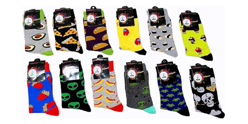 Pack12  Calcetines Diseños Variados Algodón Para Hombre