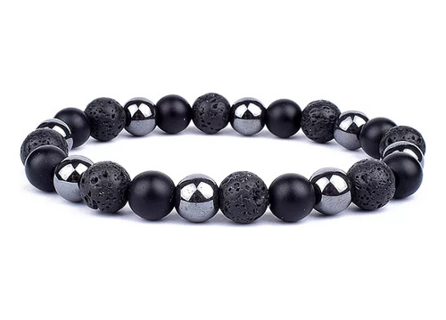 Pulsera Triple Protección Turmalina Hematite Volcanica