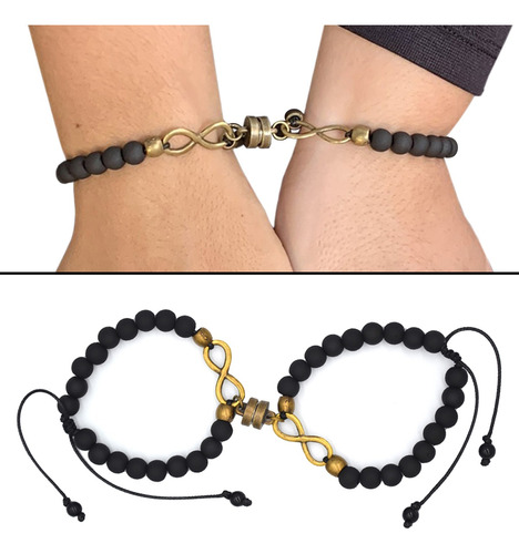 2 Pulseiras Magnéticas Ímã Infinito Casal Namorados Amizade