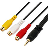 Cable Auxiliar Plug 3,5 Estéreo A 3 Jack Rca  Hembra 1.5 Mts