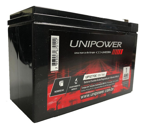 Bateria Selada Unipower 12v/7a P/ Nobreak Envio Imediato