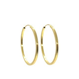 Aros Argolla Corte Cuadrado 40 Mm., Plata 925, Baño Oro 18k