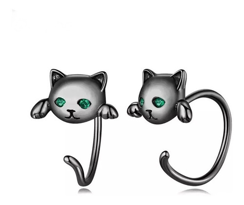 Aretes En Plata 925 Para Mujer Diseño Gato