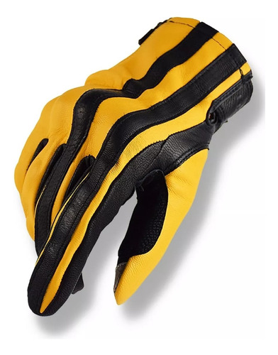 Racing Gloves Amarillo - Guantes De Piel Moto Táctiles Touch