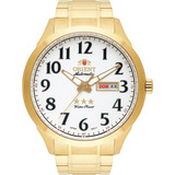 Relógio Orient Masculino Automático 469gp074f S2kx Dourado Cor Do Fundo Prateado