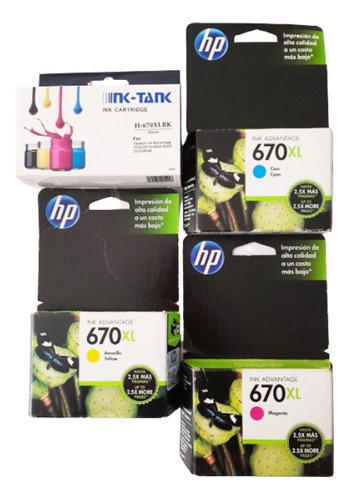 Cartridge Hp 670xl Negro Alternativo Y 670xl Colores