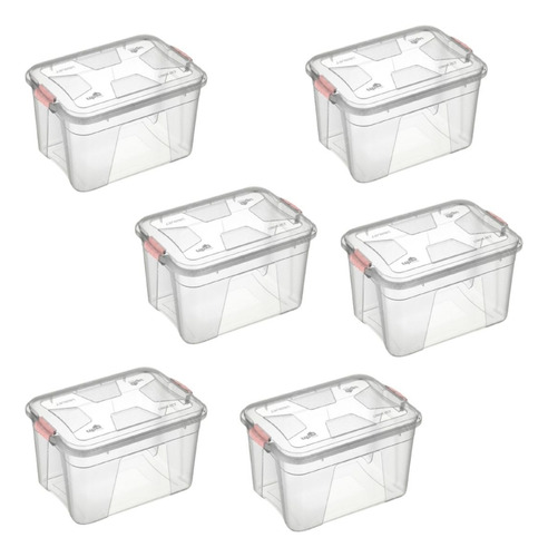 6 Caixas Organizadoras Box Multiuso Plástica 56 Litros