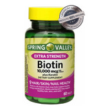 Biotina 10.000 Mcg Plus Keratina Spring Valley®  60 Tablets Sabor N/a
