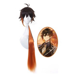 Genshin Impact Zhongli Cosplay Peluca Pelo Largo 100cm