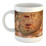 Taza Ceramica Pinturas Rupestres Dibujo Hombre Lanza