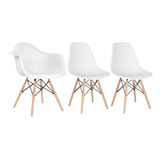 Kit Cadeiras Eames Eiffel Wood 1 Daw 2 Dsw Varias Cores  Cor Da Estrutura Da Cadeira Branco