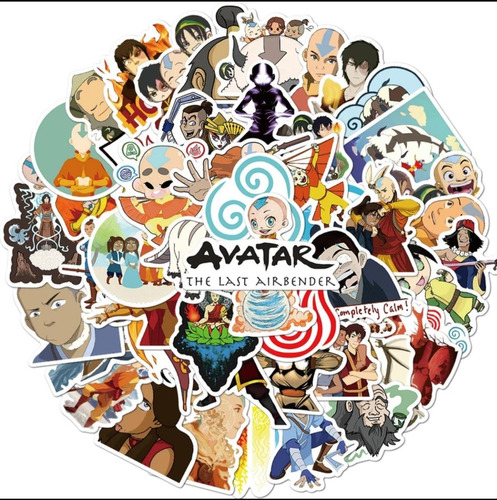 Set 50 Stickers Avatar Aang Sokka Katara Appa Calcomanias 