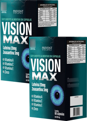 Vision Max Luteina 20mg Zeaxantina 3mg 120caps 2cxs Prevent 