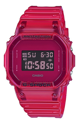 Reloj Casio Dw-5600sc Colores Surtidos Relojesymas Correa Rojo Sb-4d Bisel Celeste/blanco Fondo Gris