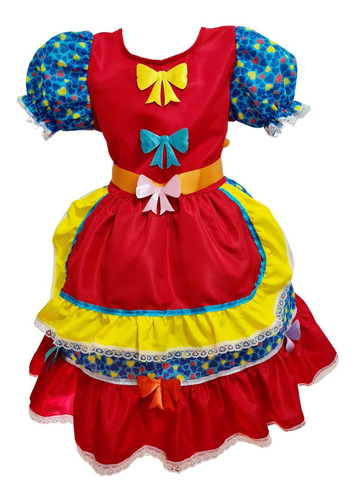 Vestido De Festa Junina Infantil Vermelho Moda Caipira